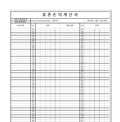 표준손익계산서 표준손익계산서